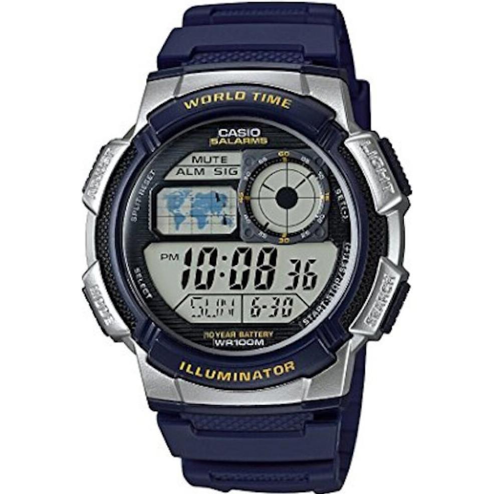 Casio, Armbanduhr, Mod. WORLD TIME ILLUMINATOR - 5 Alarms, 10 Year battery, Blau, (Sportuhr, 43 mm)