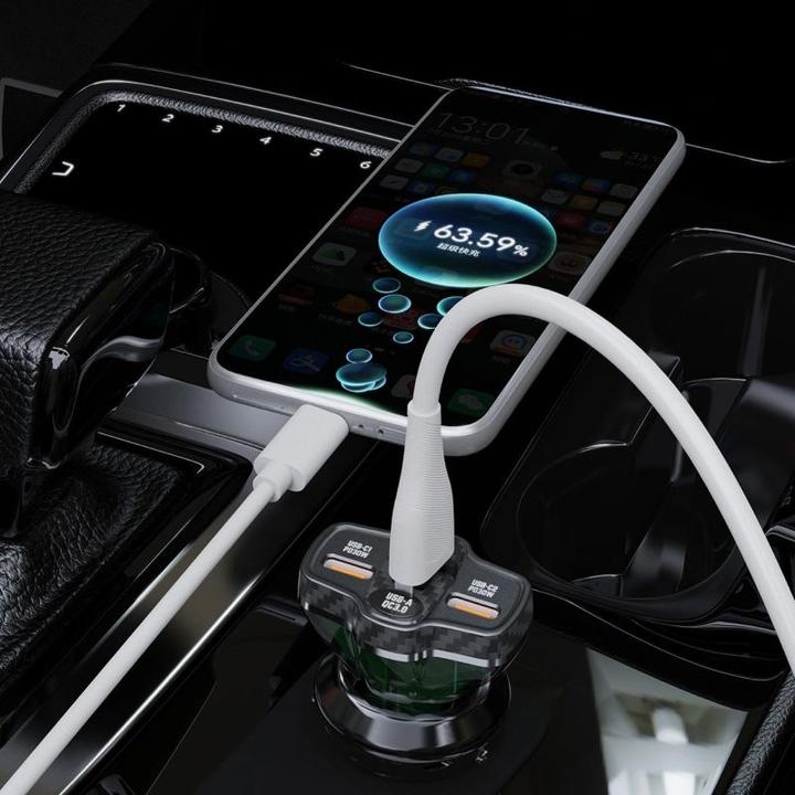 Produktbild Dudao R78 78W Car Charger USB-C PD / 2xUSB-A QC - Black