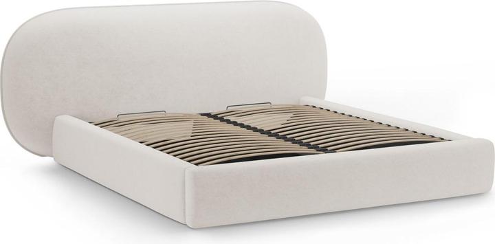 Actual product image Micadoni Storage Bed With Headboard, "Ovalo", Light Beige, 234x270x96 Made in Europe (180 x 200 cm)