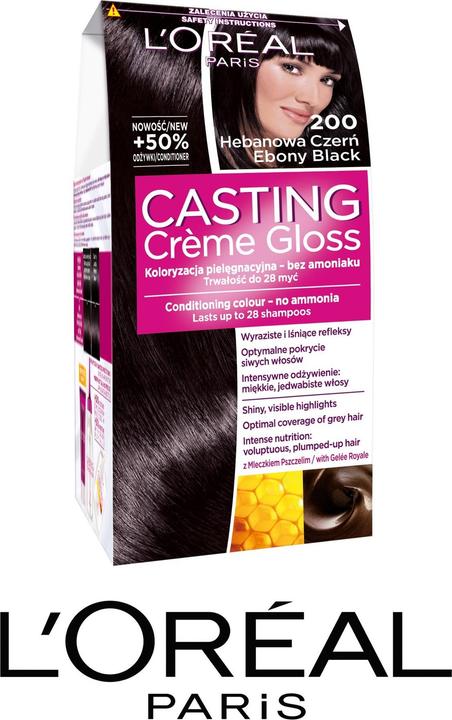 Actual product image L'Oréal Paris Cream Gloss Cream Coloring No.200 Ebony Black (200 Ebony Black)