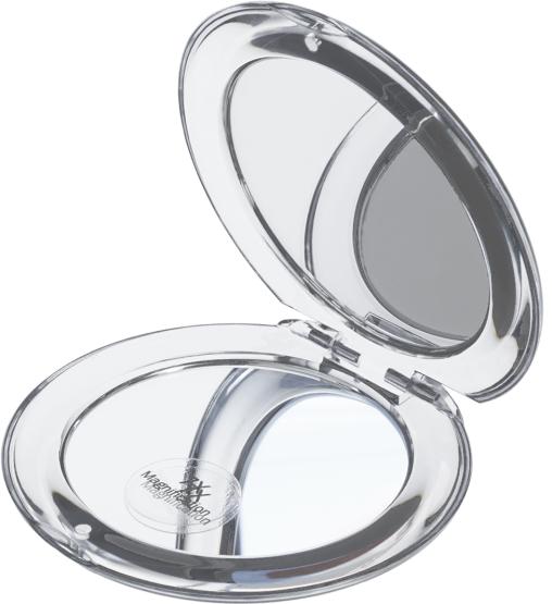 Taschenspiegel Acryl/Silber mit 7-fach Vergrösserung, Ø 8,5 cm