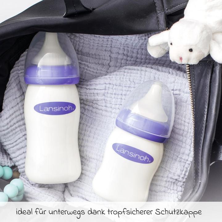 Actual product image Lansinoh Babyflaschen Glas-Flasche 2er Pack 240ml mit NaturalWave® Trinksauger (240 ml)