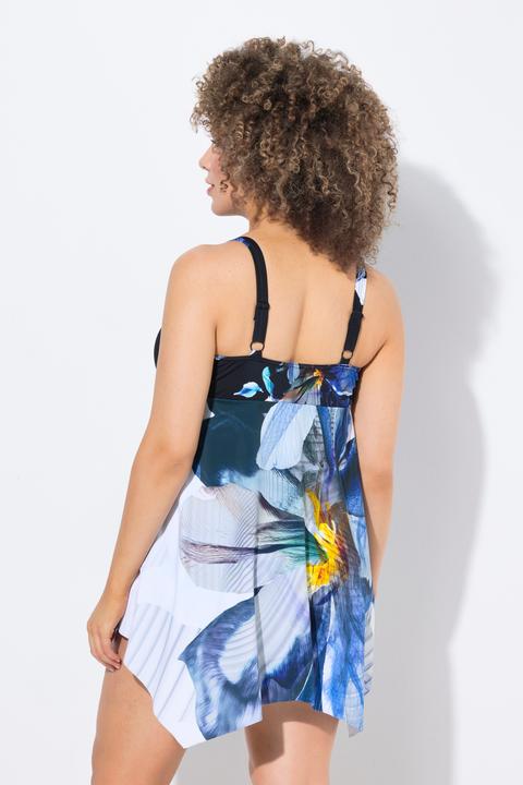 Actual product image Ulla Popken Floral Print Handkerchief Hem Swim Dress (44)