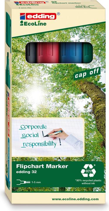 Edding Flipchart 32 (Veelkleurig, 5 mm, 4 x)
