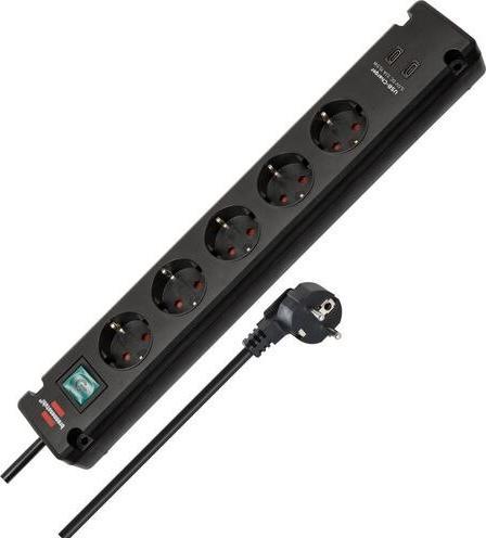 Produktbild Brennenstuhl 1150660415 Steckdosenleiste mit Schalter Schwarz Schutzkontakt 1 S (5x, CEE 7/3, 3 m)