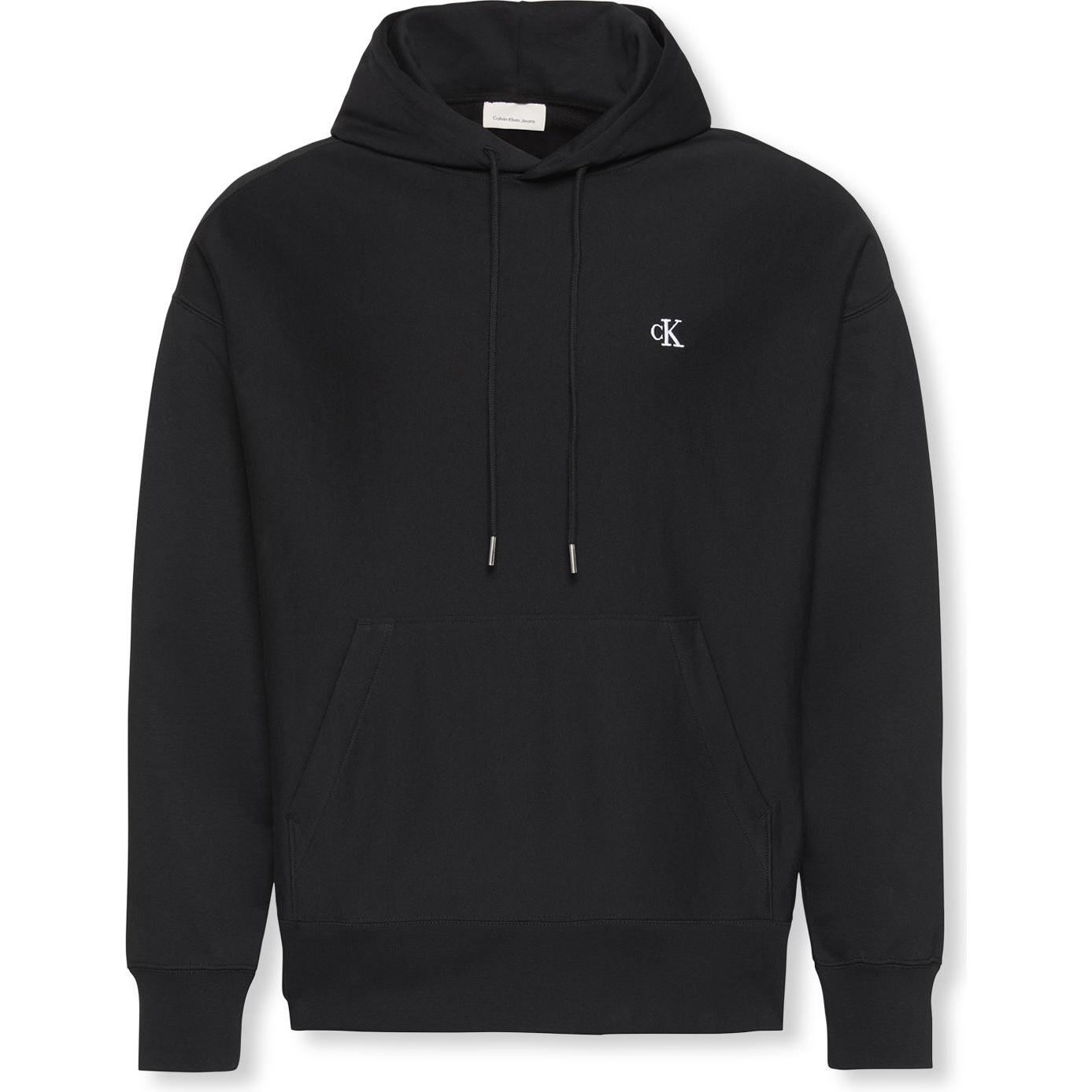Calvin Klein Jeans, Uomini, Felpa + Maglione, Premium Terry Monogram Hoodie, Nero, (XL)