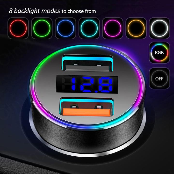 Immagine prodotto Maclean MCE375 caricatore da auto doppio con display Presa accendisigari Voltmetro in alluminio USB 1 x QC