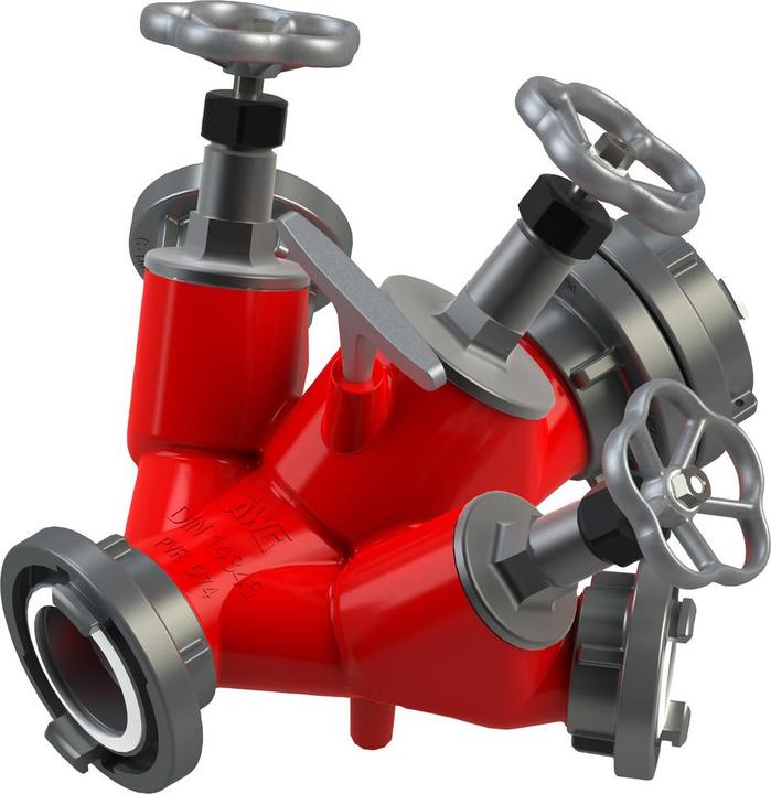 AWG Verteiler DIN 14345 mit drei Abgängen, mit Ventilabsperrung