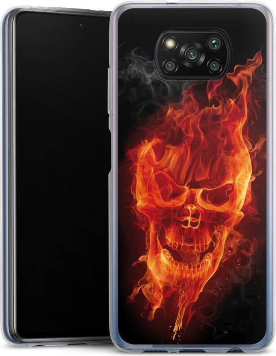 Produktbild DeinDesign Silikon Hülle für Xiaomi Poco X3 Pro Handyhülle Case Smartphone Schutzhülle Feuer Schädel (Xiaomi Poco X3 Pro)