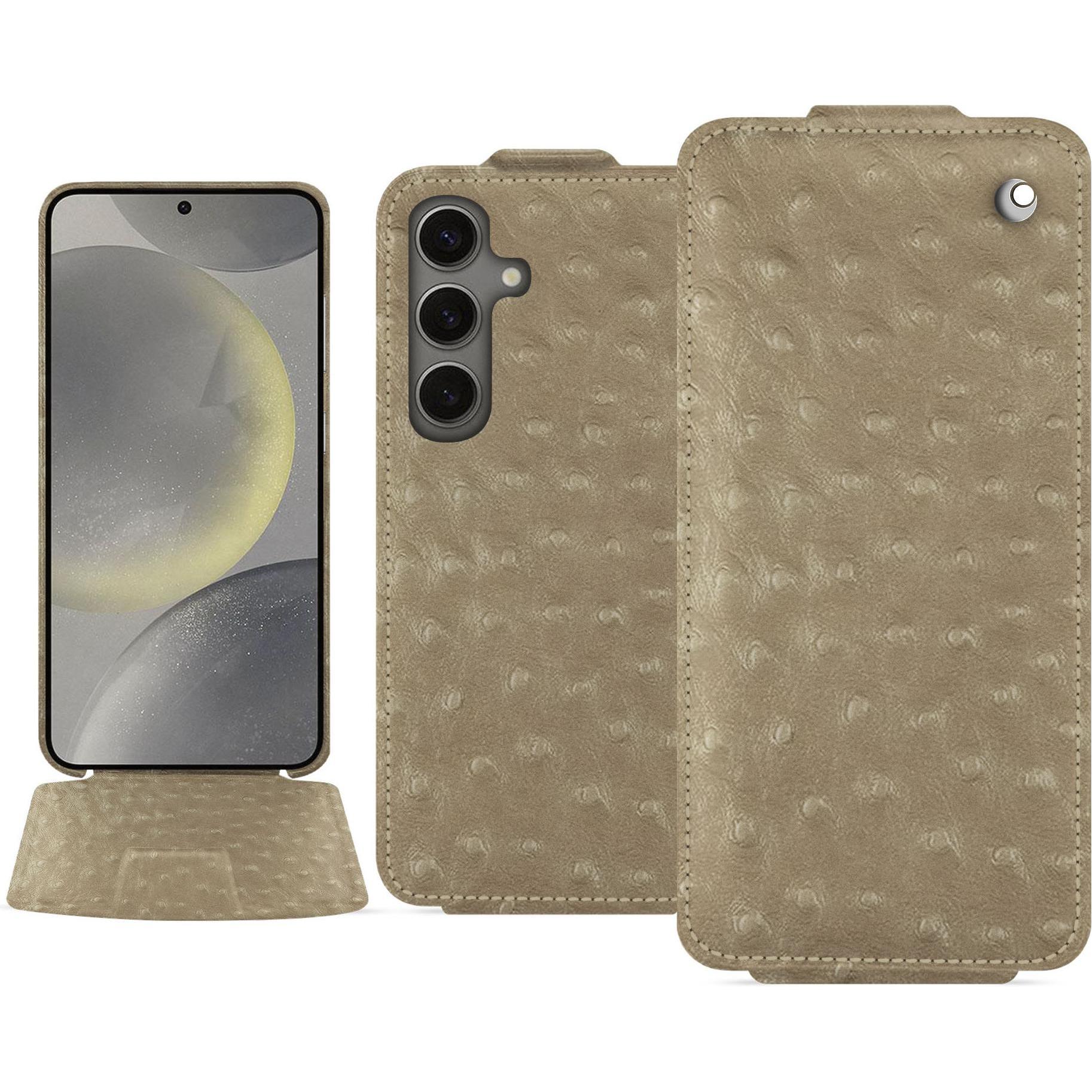 Noreve Lederschutzhülle vertikal (Samsung Galaxy S24), Smartphone Hülle, Beige