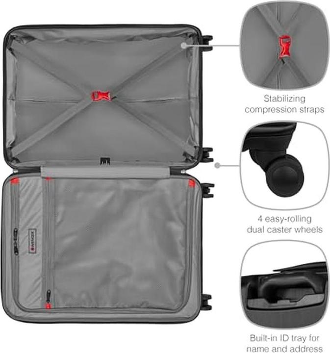 Actual product image Wenger Hardcase with Double Spinner Wheels, TSA Lock, Compression Straps, Expandable Storage