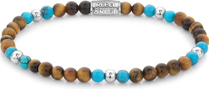Produktbild Rebel & Rose Armband Mix Tiger Turquoise RR-40109-S-M Damen (17.50 cm, Tigerauge, Edelstahl, Türkis)