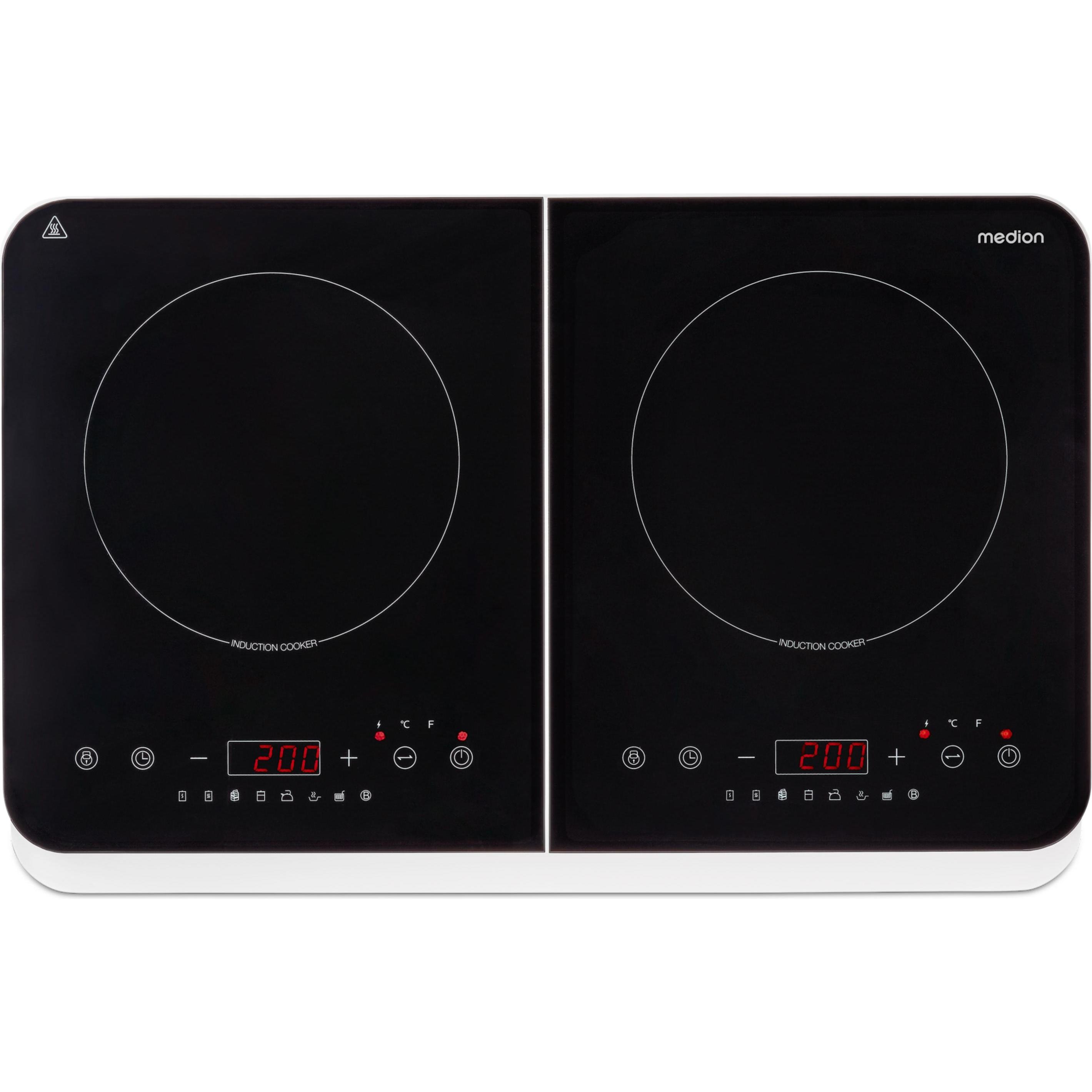 Medion MD 18493, Piano cottura portatile, Nero, Bianco