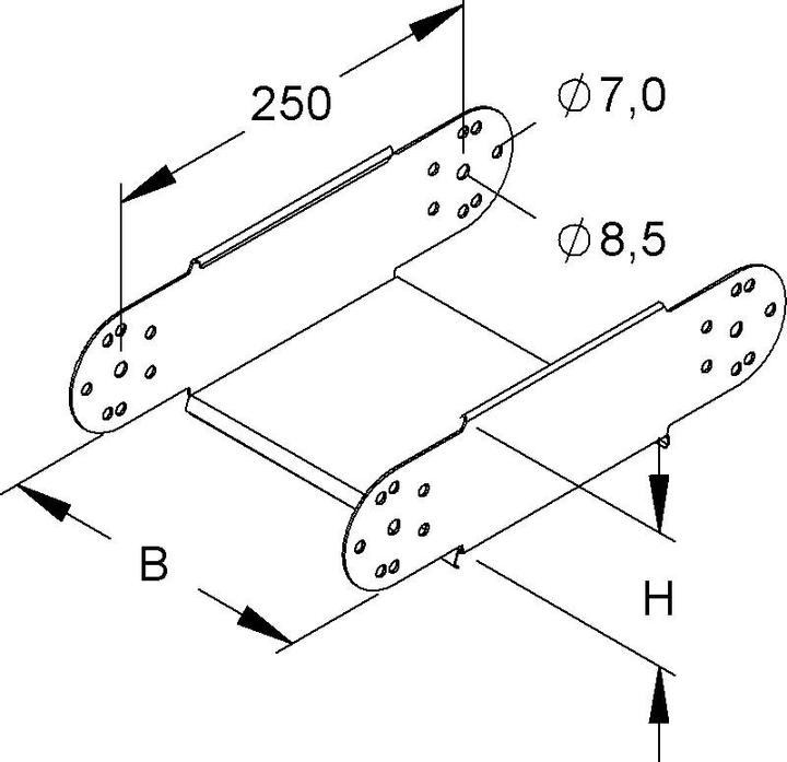 Actual product image Niedax NIE RGE 85.600 Hinge bracket, vertical, 85x600 mm strip galvanised (8.50 cm)