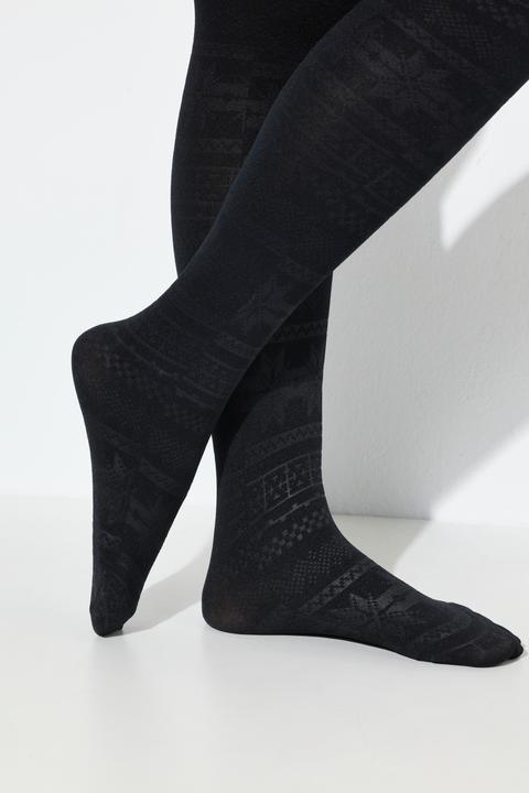 Image du produit Ulla Popken Collant en polaire thermique, motif norvégien