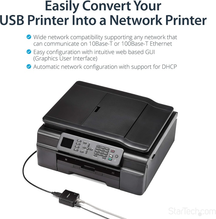 Image du produit StarTech Ethernet auf USB 2.0 Netzwerk Printserver