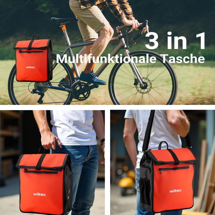 Produktbild Wiltec Gepäckträgertasche rot 22l Fahrradtasche Gepäckträger Gepäcktasche (22 l, Gepäckträgertasche)