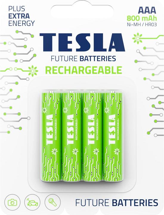 Tesla Baterrie AAA Rechargeable+ HR03 800 mAh (4 vnt) (4 Stk., AAA, 800 mAh)
