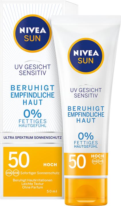 Produktbild NIVEA Sun, Gesichtscreme, beruhigt Reizungen, SPF 50+, 50 ml (Sonnencreme, SPF 50, 50 ml)