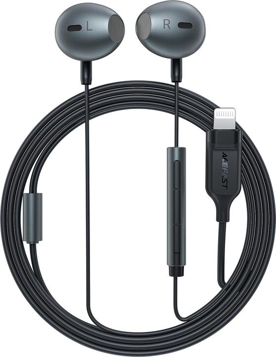 Produktbild Acefast L1 In-Ear-Kopfhörer mit 1,2 m Lightning Anschluss – Schwarz (Keine Geräuschunterdrückung, Kabelgebunden)