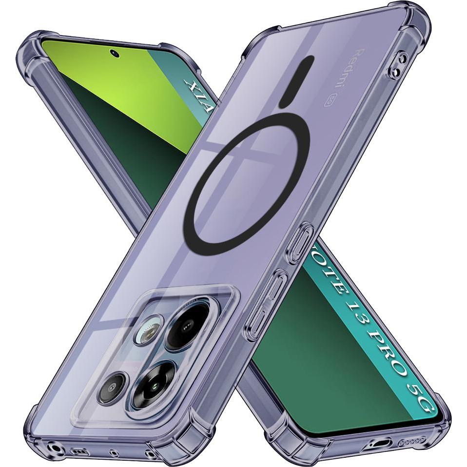 Techsuit - Shockproof Clear Silicone MagSafe - Xiaomi Redmi Note 13 Pro 5G / Poco X6 - Smoke Black (Xiaomi Poco X6, Xiaomi Redmi Note 13 Pro 5G), Cove