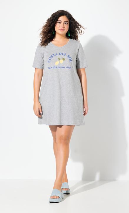 Produktbild Ulla Popken Jerseykleid, Zitronen, A-Linie, V-Ausschnitt, Halbarm (42, 44)