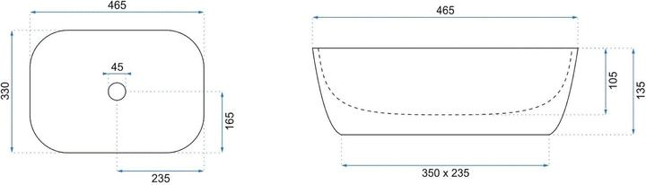 Actual product image Rea Belinda washbasin 45.5 cm (325 mm, 455 mm)