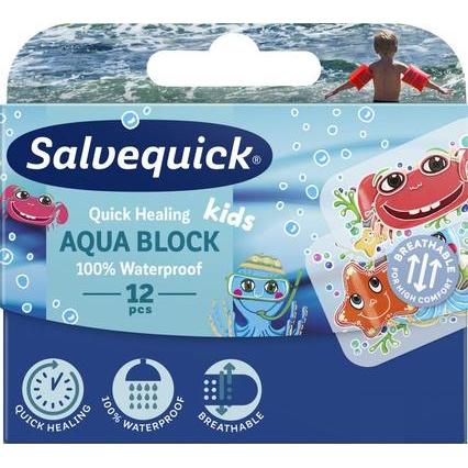 Thumbnail - Salvequick, Taschentücher + Kosmetiktücher, Aquaock Kids Waterproof Children's Patch 12Pcs.