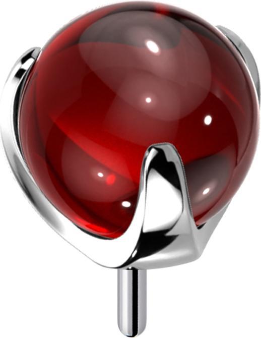 Produktbild Star Piercing Threadless Glaskugel rot gefasst (Titan, Glas, ohne Messing)