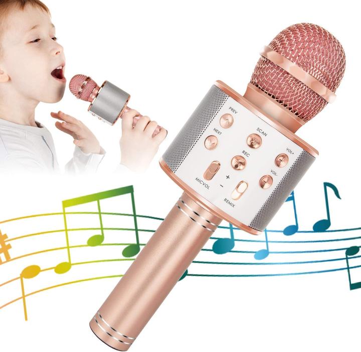 Actual product image Esmée Karaoke microphone with Bluetooth, AUX & speaker - rose gold (iOS/Android)