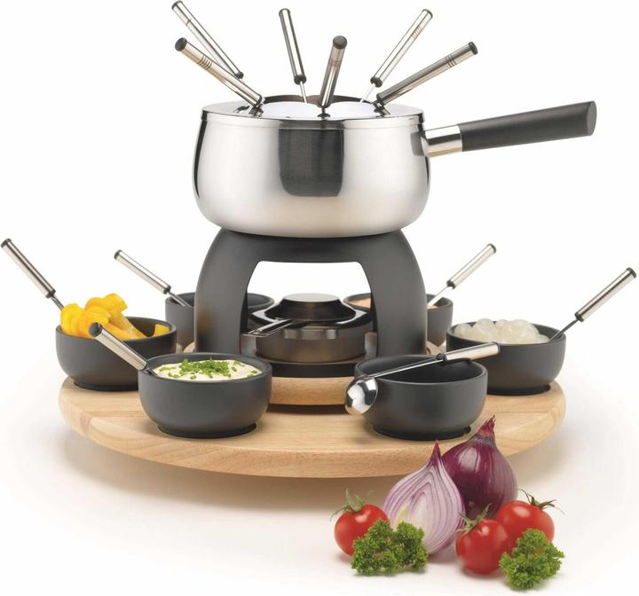Mäser Käsefondue-Set 23 Teile, Schwarz/Silber/Braun (Cheese fondue, Chinoise Fondue)