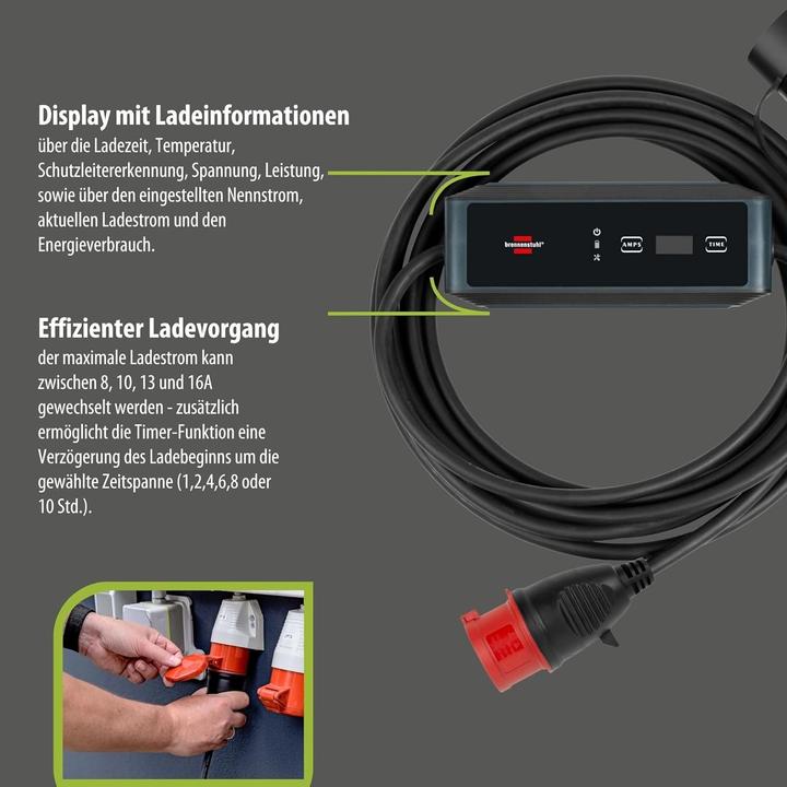 Actual product image Brennenstuhl eMobility Ladekabel Typ 2 Mode 2 16 A 11 kW (11 kW, 16 A, 8 m)