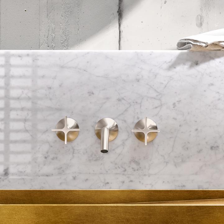 Actual product image Dornbracht VAIA wall-mounted basin mixer without pop-up waste, cross-shaped handle, projection 190 m