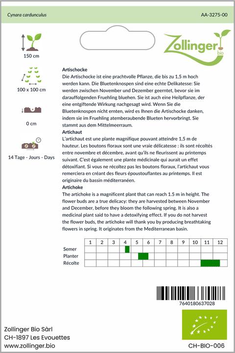 Produktbild Zollinger Bio Artischocke