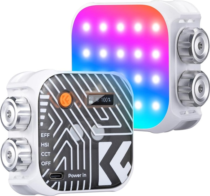 K&F Concept RGB LED Video Light, Built-in 2000mA battery (White) (Videoleuchte)