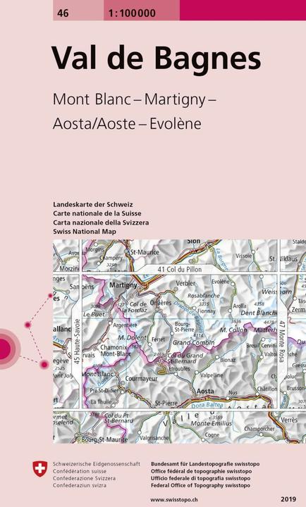 Image du produit Carte géographique 46 Val de Bagnes 1:100'000