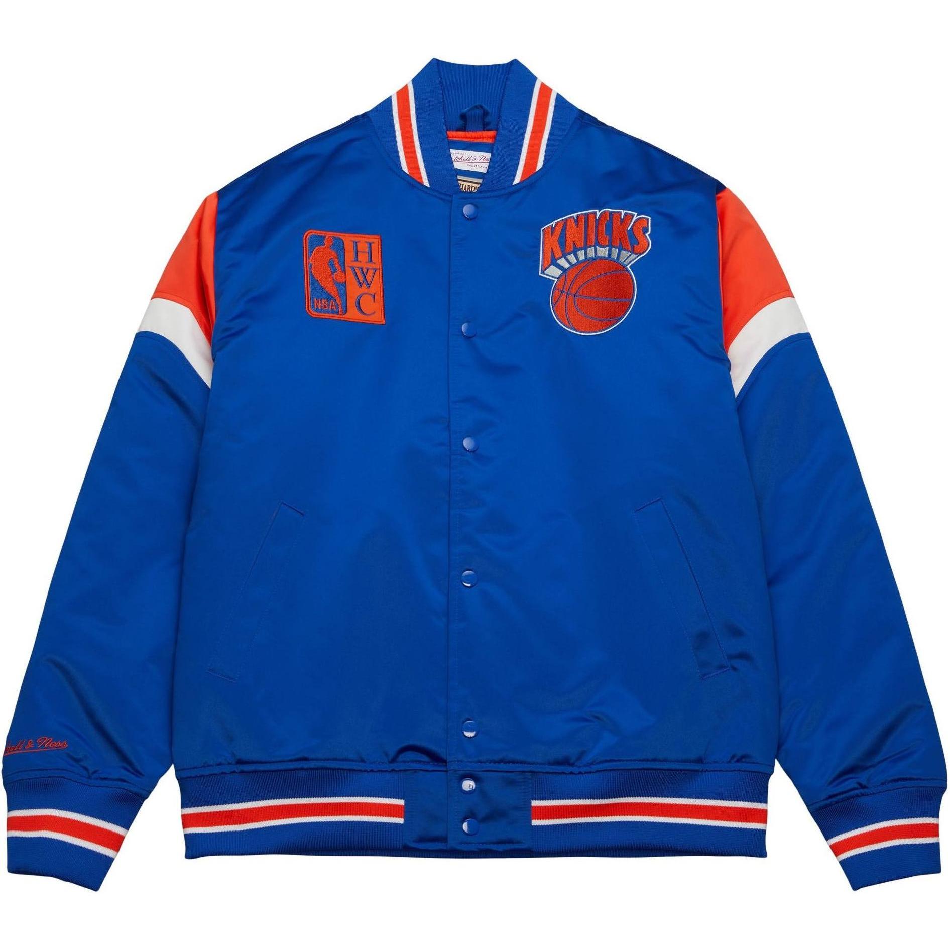 Mitchell & Ness, Herren, Jacke, M&N Heavyweight Satin Jacke NBA New York Knicks - XL (XL), Blau, XL
