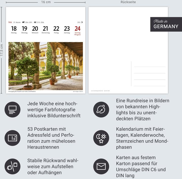 Produktbild Harenberg Spanien Sehnsuchtskalender 2026 - Wochenkalender mit 53 Postkarten