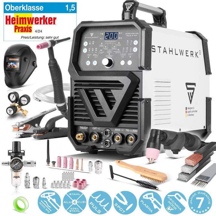 Stahlwerk Poste à souder combiné 4 en 1 AC/DC TIG 200 Puls D CUT équipement complet