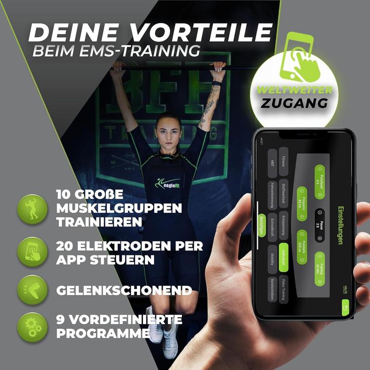 Eaglefit EMS Pro Full Body Suit with 20 Electrodes