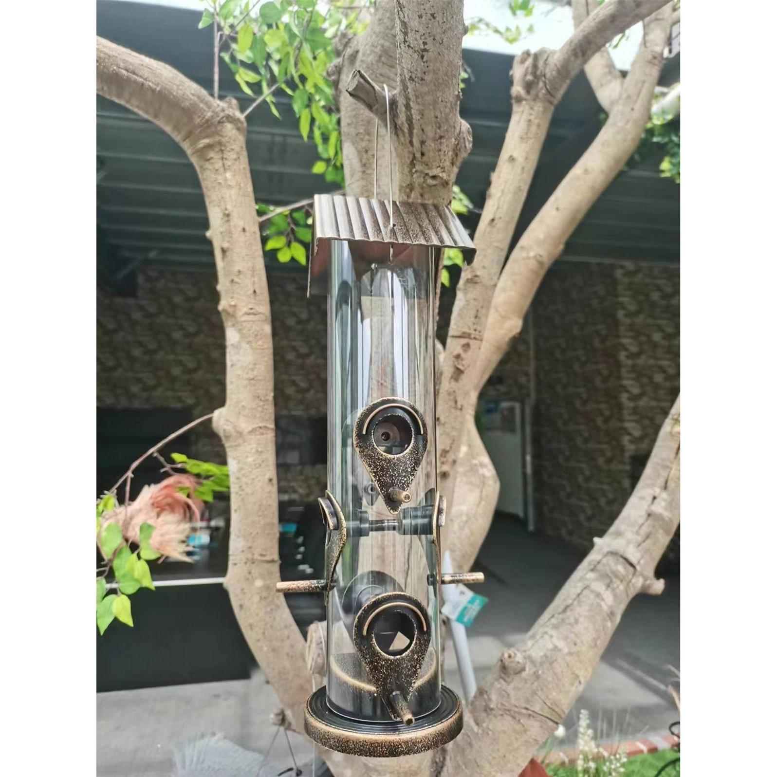 Thumbnail - HTI-Living Vogelfutterspender Nessa Röhre Metallic Gold, Vogelhaus