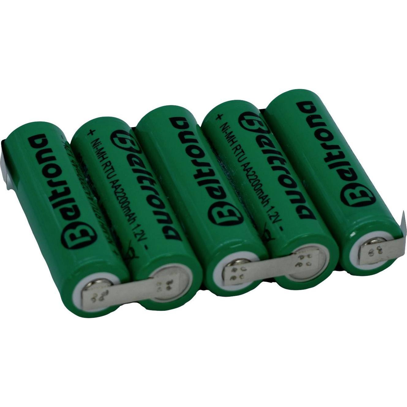 Beltrona RTU5AAZ Pacco batteria 5x Mignon (AA) Z-solder tag NiMH 6 V 2200 mAh (5 pz., AA, 2200 mAh), Batterie + pile
