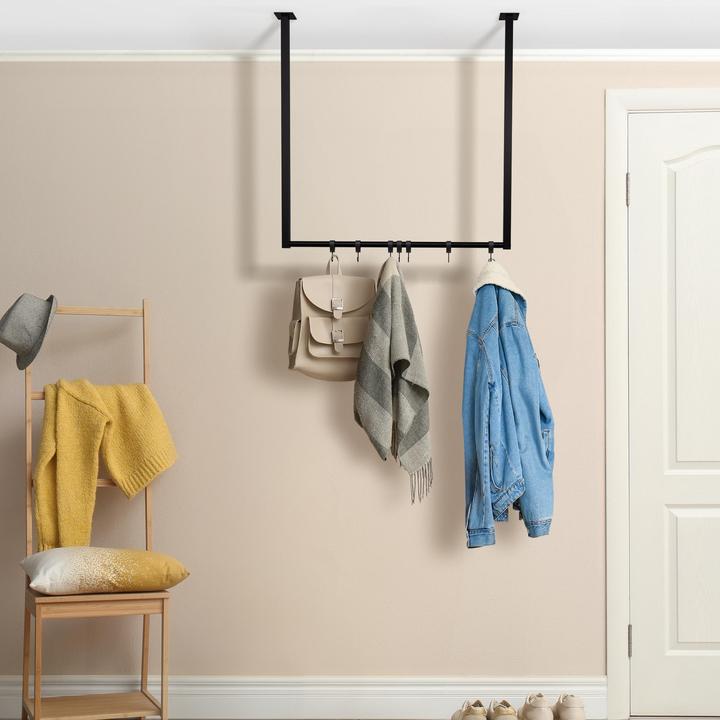 Produktbild CLP Kleiderstange Fenton aus Metall für Deckenmontage mit 12 Kleiderhaken