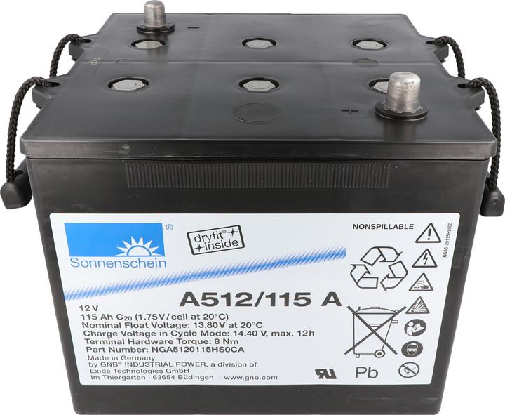 Actual product image Tadiran Sonnenschein Dryfit A512/115 A A-Terminal Blei Akku (12 V, 115 Ah)