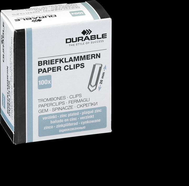 Durable Paperclips, gegalvaniseerd, 26 mm Inhoud: 100 stuks in vouwdoos (1206-25) (100 x)