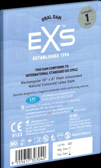 Produktbild EXS «Oral Latex Dam», 1 Lecktuch aus Latex - ohne Aroma und Geschmack (1 Stk.)