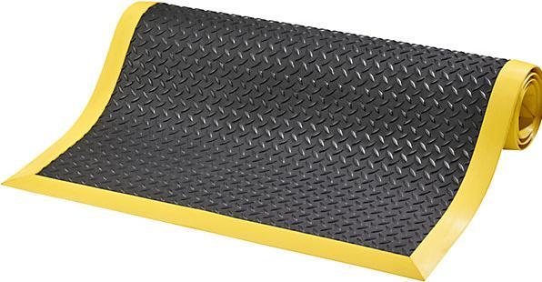 Actual product image Justrite Cushion Flex® anti-fatigue matting, LxW 2100 x 910 mm, black / yellow.