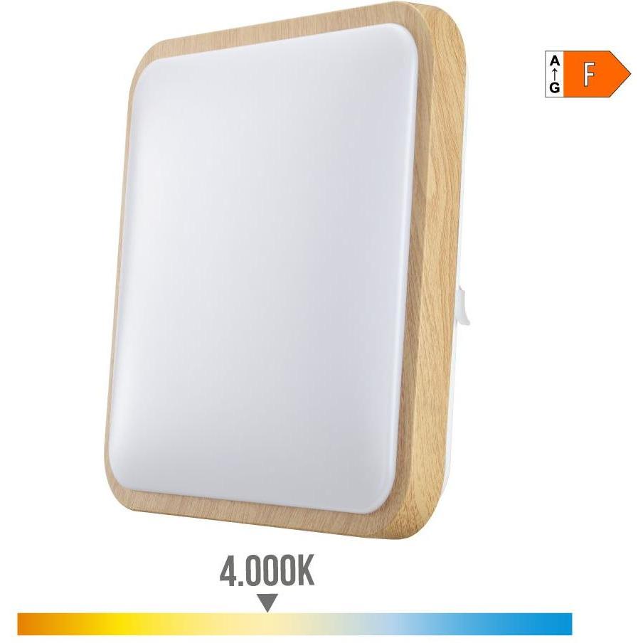 EDM, Applique + Plafoniera, Square wall led light wood effect 18 w 4000 k 1820 lm 33 x 5 x 33 cm (1820 lm)