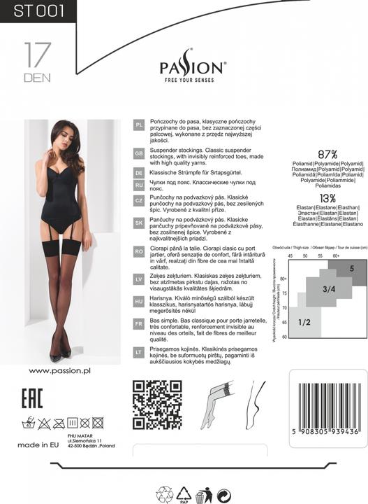 Produktbild Passion PE ST001 Strapsstrümpfe beige 17 DEN 3/4 (L, XL)
