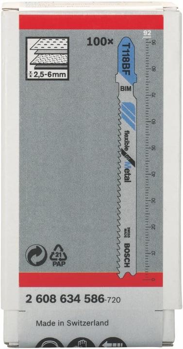 Produktbild Bosch Professional Zubehör Stichsägeblatt T 118 BF Flexible for Metal, 100er-Pack